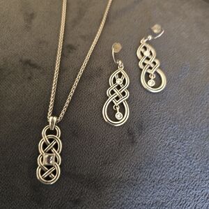 Brighton Silver Celtic Knot Necklace And Earring Set